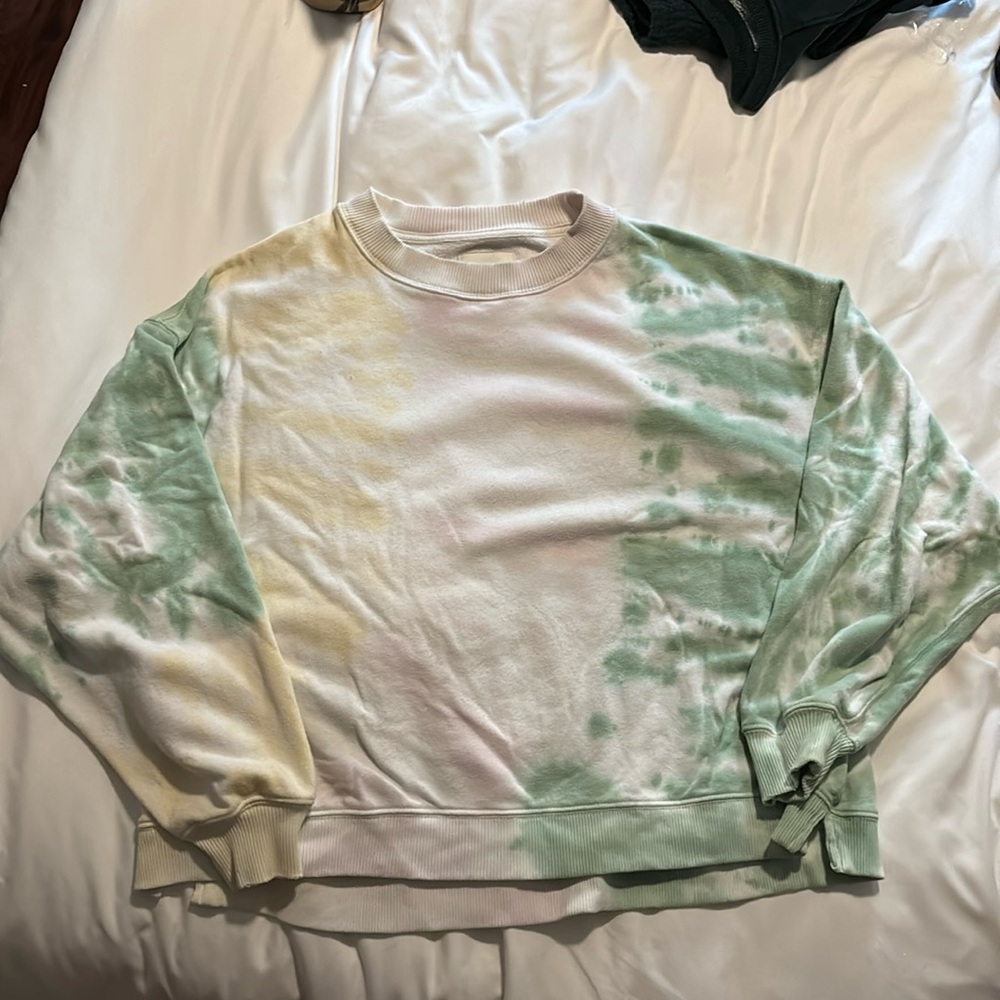 Pink and green tie dye crewneck